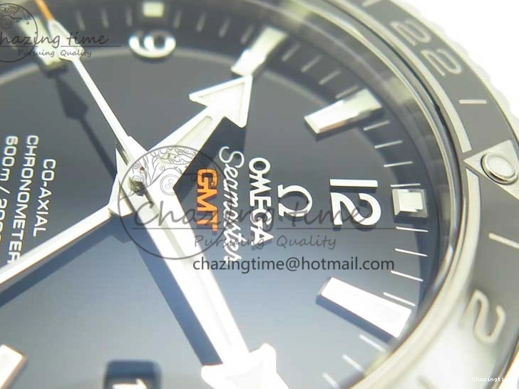 0312 Chic Planet Ocean 600M Co-Axial GMT 43.5mm VSF 1:1 Best Edition Black Dial Silver Markers on SS Bracelet A8605 Super Clone 8025